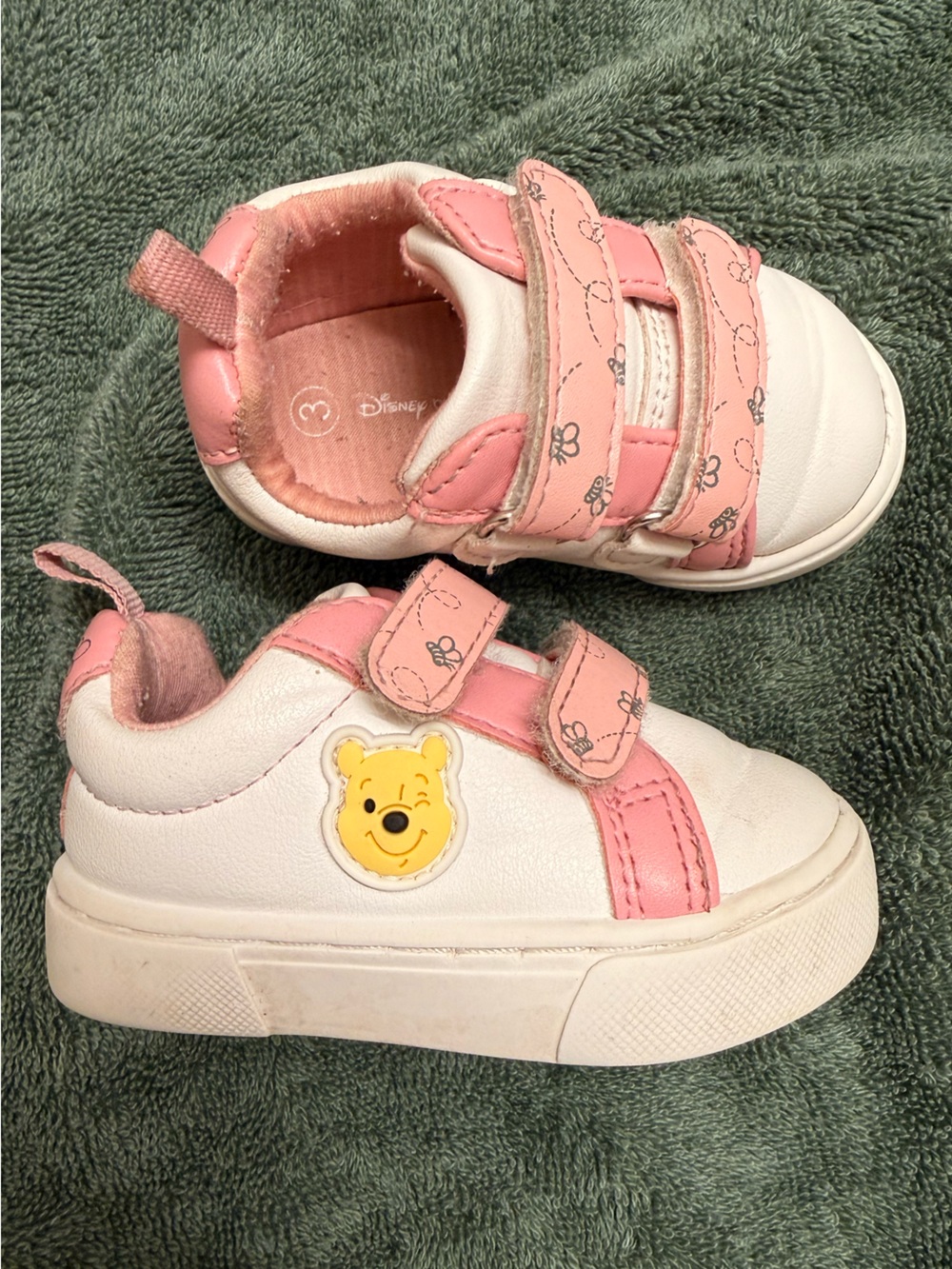 Disney White and Pink Winnie the Pooh Velcro Sneakers